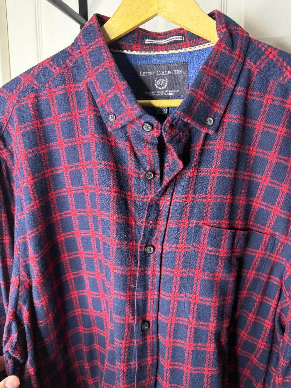 Report Collection Soft Touch Flannel Plaid Button-Down Shirt XL